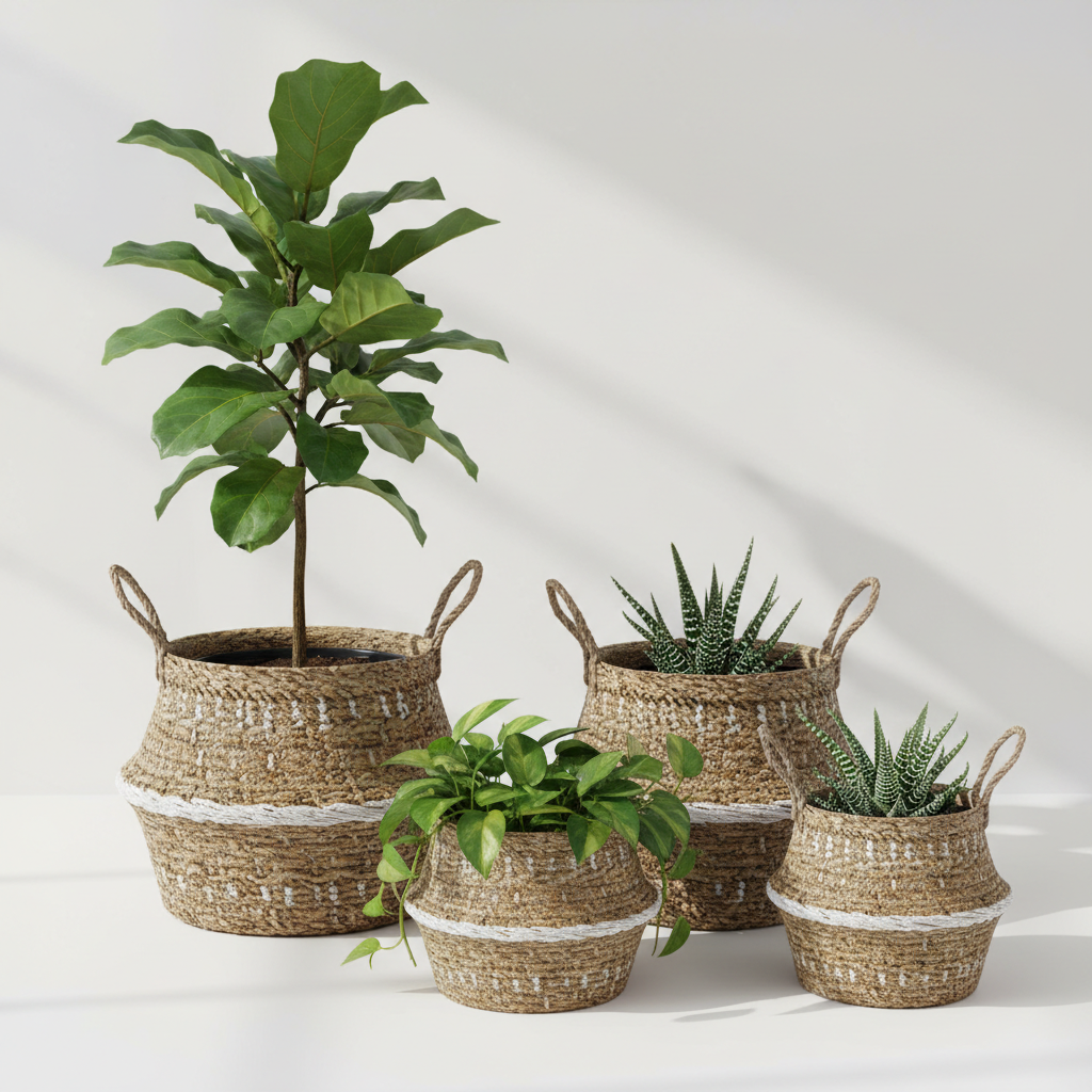 Woven Seagrass Basket Planters Set of 3