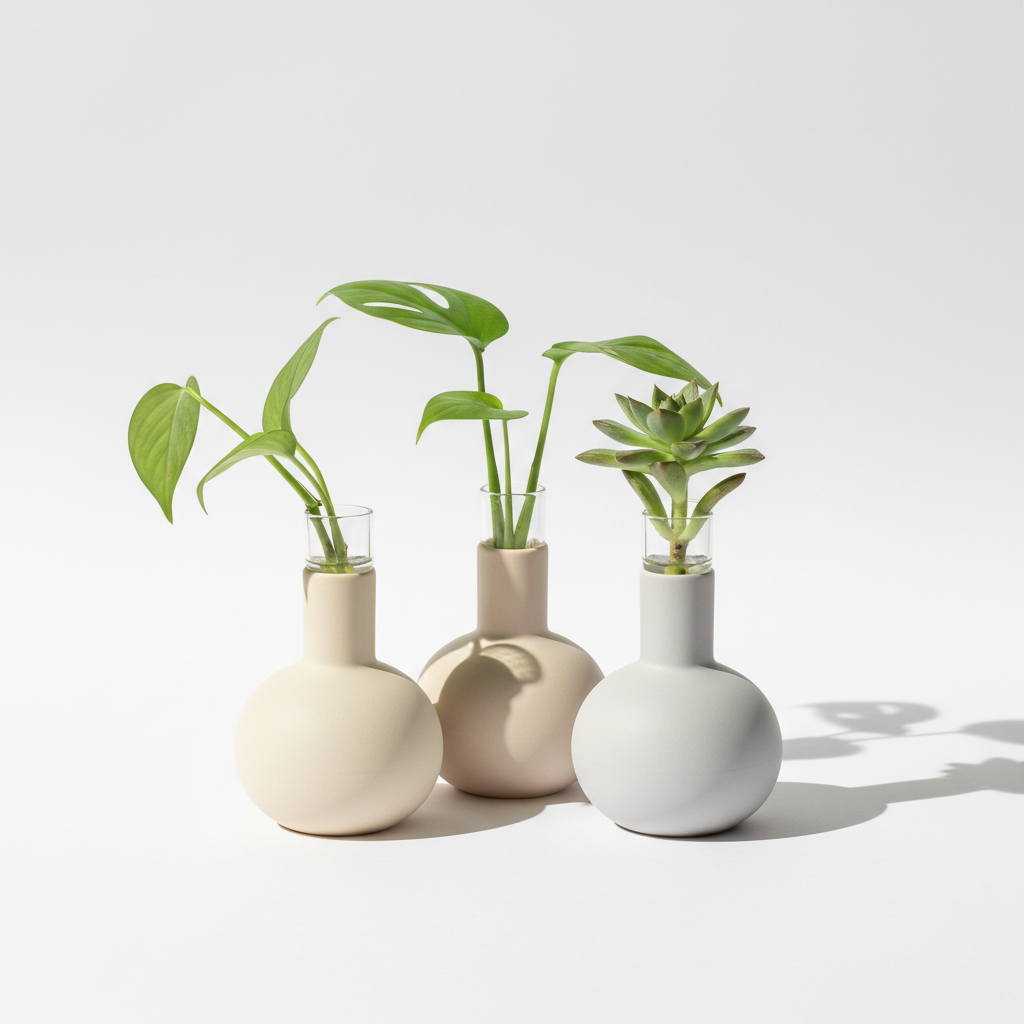 Minimalist Ceramic Propagation Vase Set